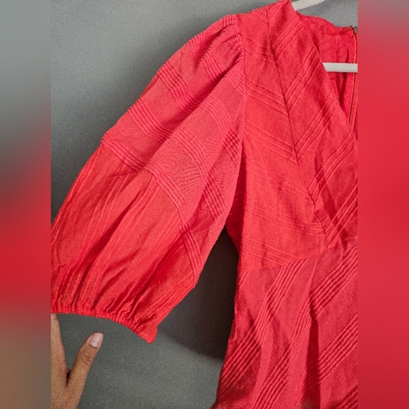 Rebecca Taylor Coral Puff Sleeve Peplum Blouse - Picture 3 of 8